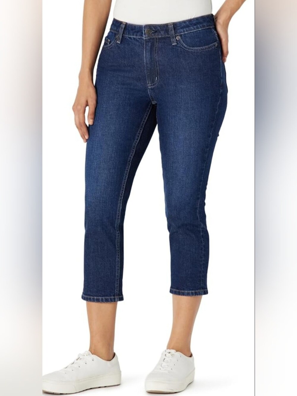 Dkny Soho Dark Blue Cropped Slim Capri Jeans Stretch Cotton Blend 14